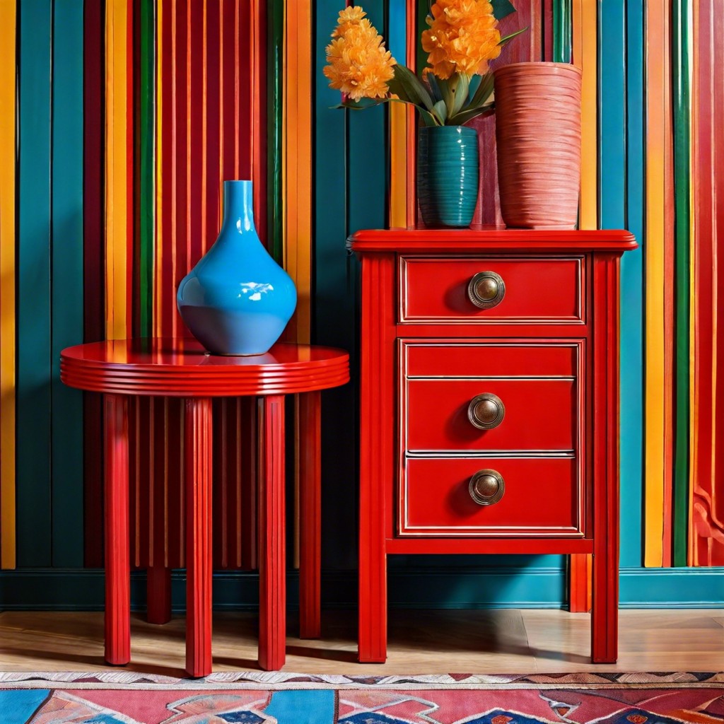 red painted fluted side table for a pop of color