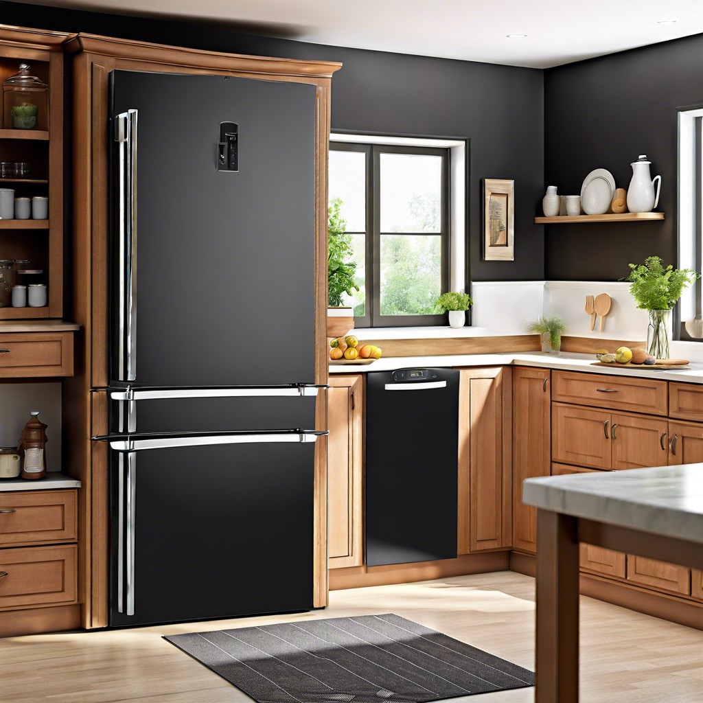 refrigerator cabinet with built in chalkboard grocery list
