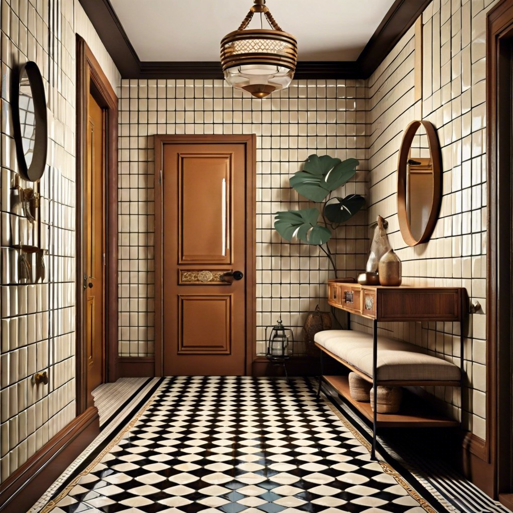 retro style fluted tile hallway