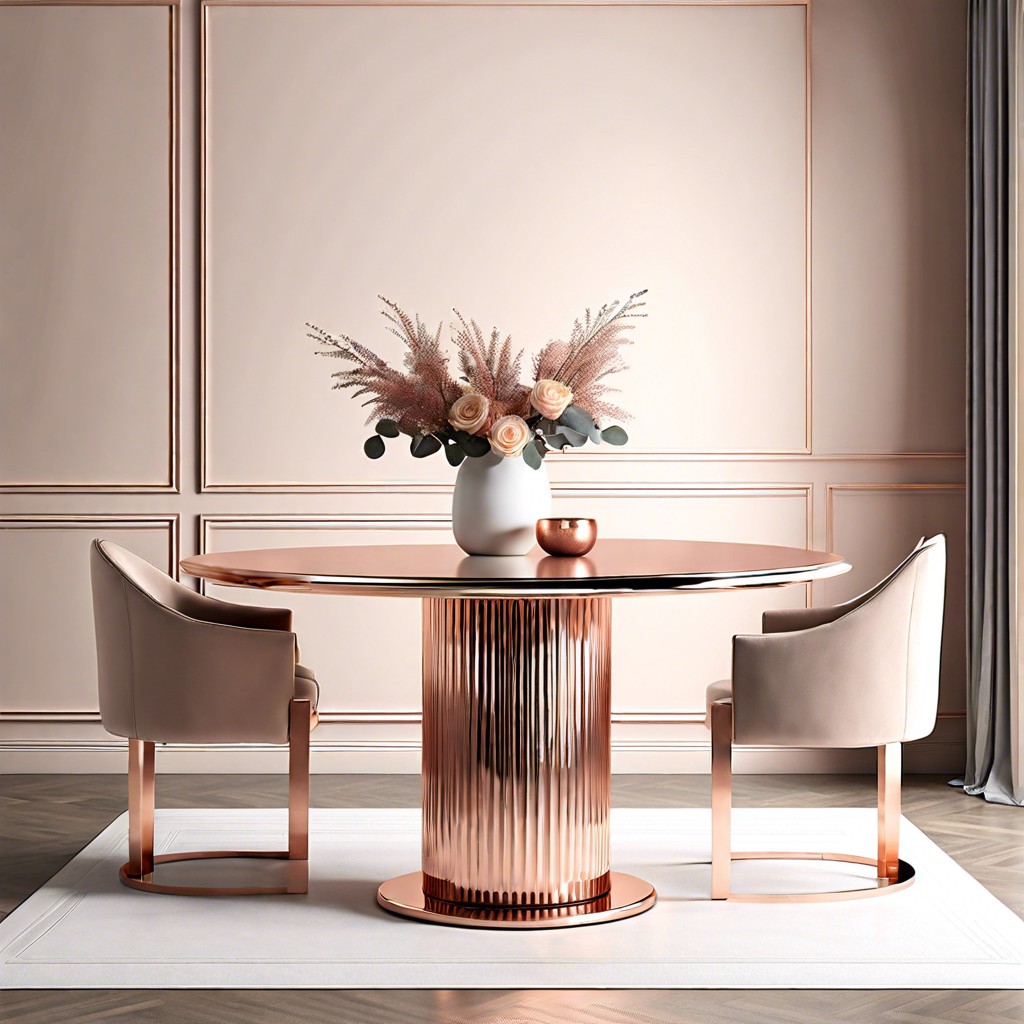 rose gold fluted pedestal table