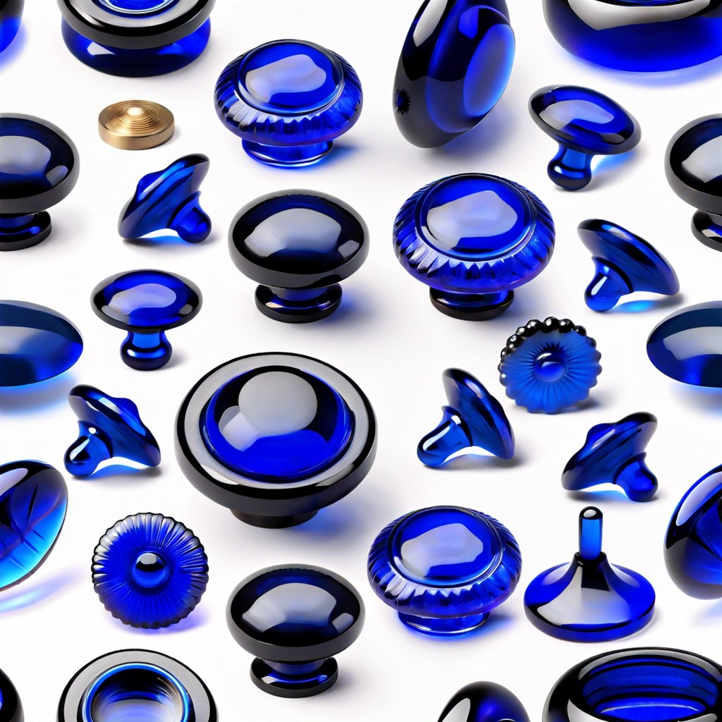 royal blue fluted glass knobs