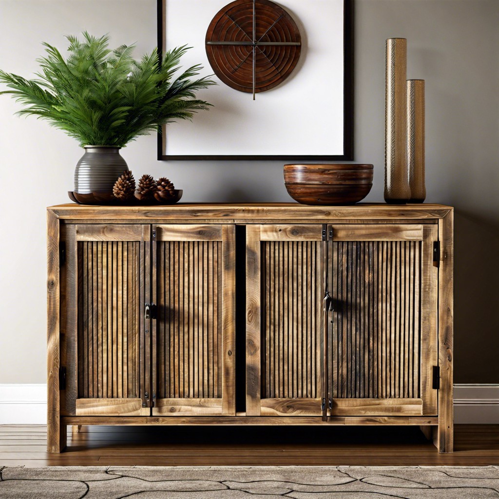 rustic fluted credenza with reclaimed wood
