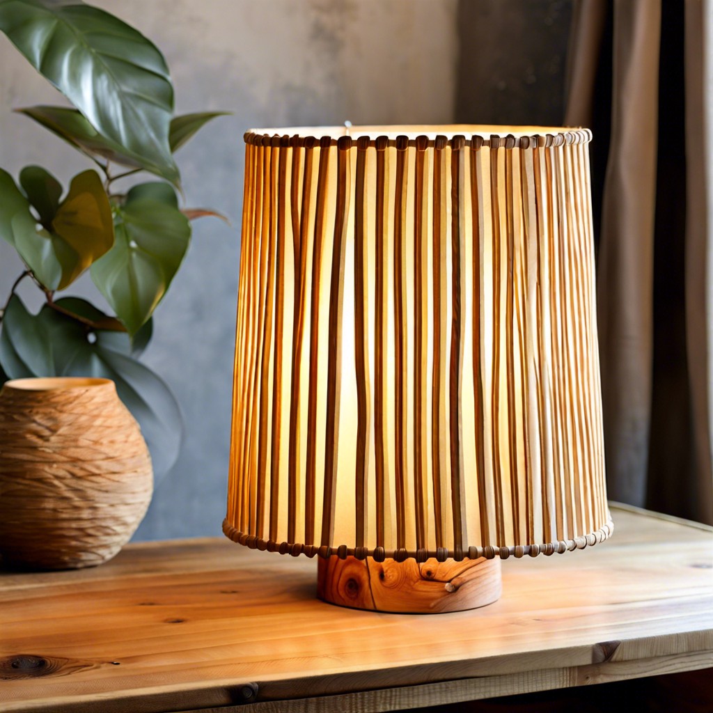 rustic wooden fluted lamp shades