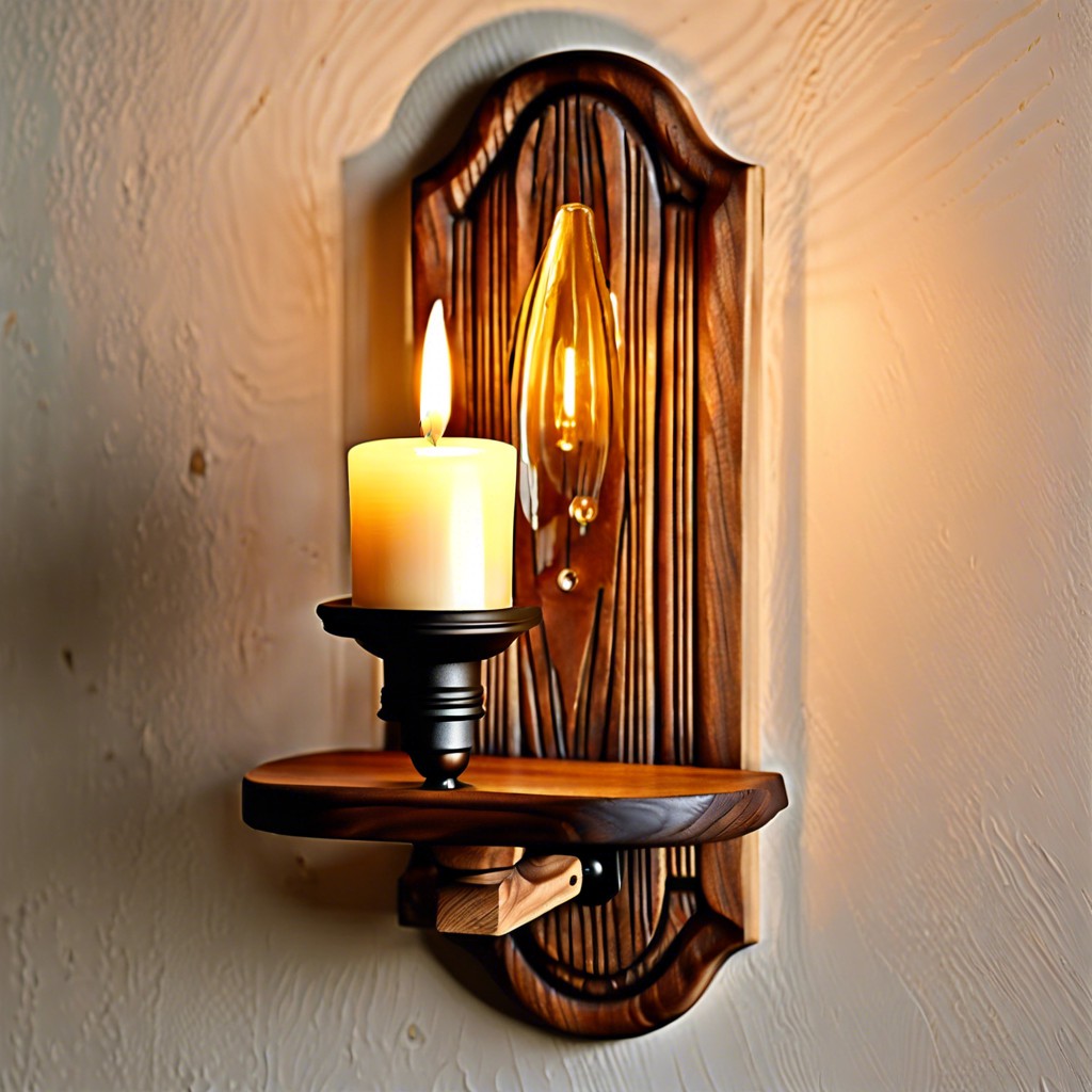 rustic wooden fluted sconce