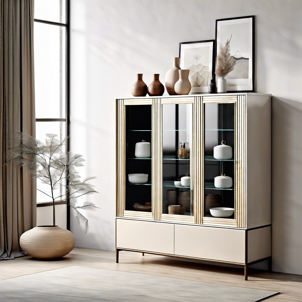 scandinavian inspired fluted glass storage cabinet