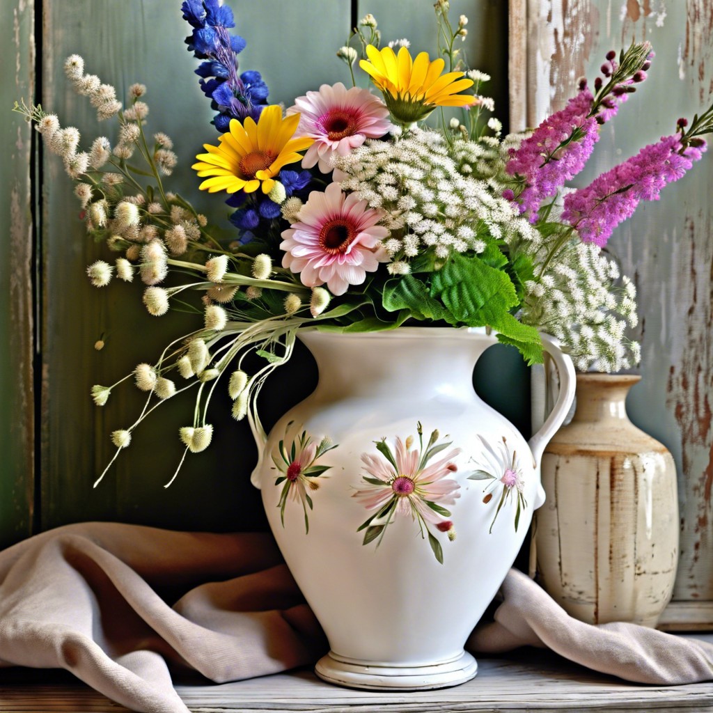 shabby chic fluted vase arrangement