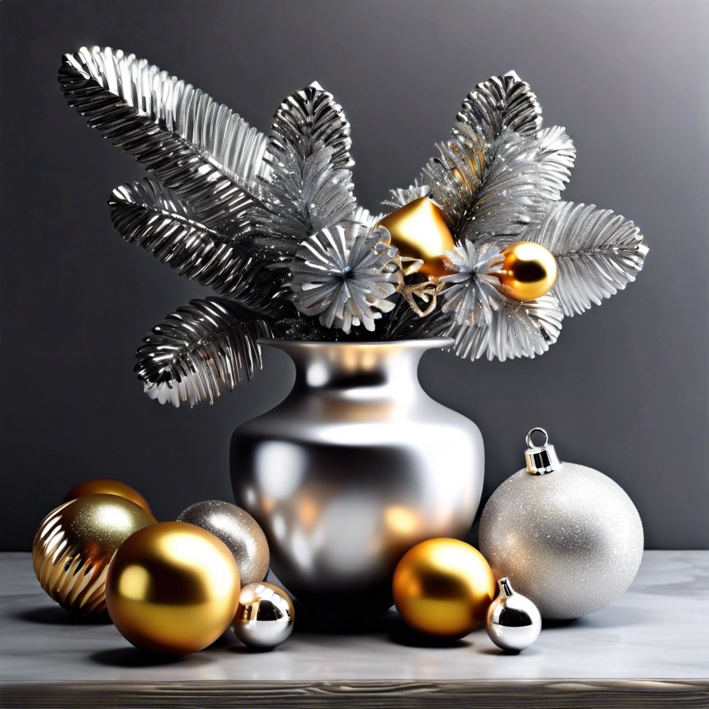 silver sprayed fluted vase for festive decor