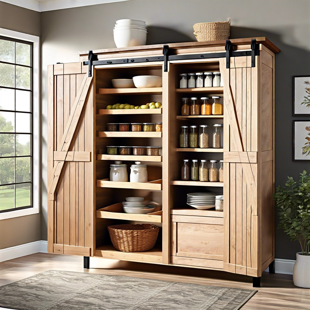 sliding barn style pantry cabinet