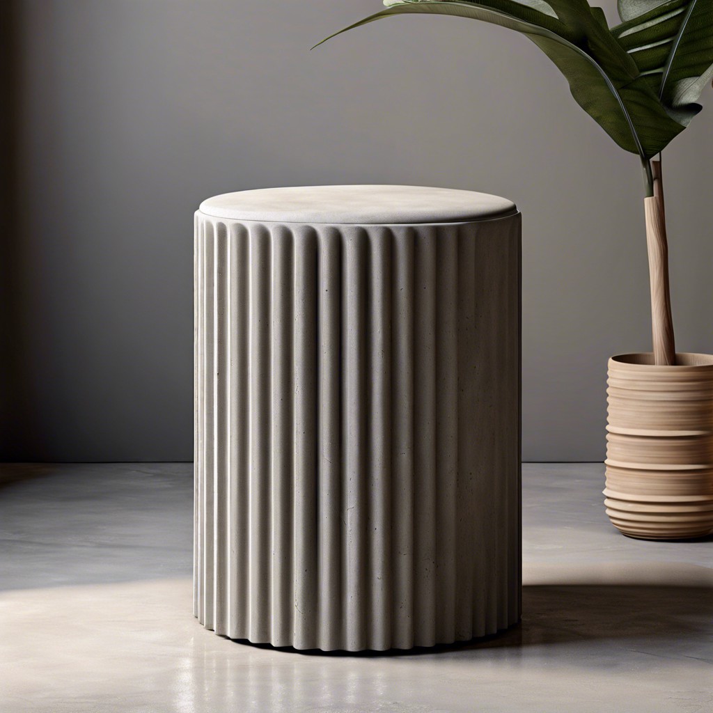 small fluted concrete stools