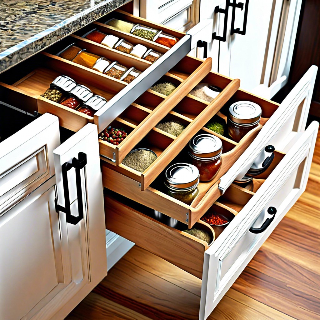 spice rack stair stepped in a drawer