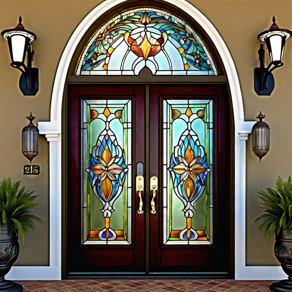 stained fluted glass entry door