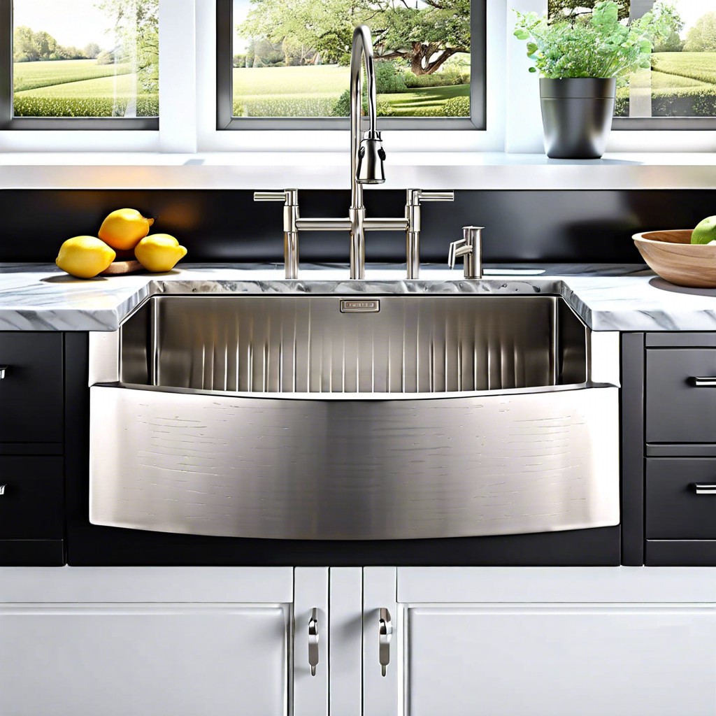 stainless steel fluted farmhouse sink