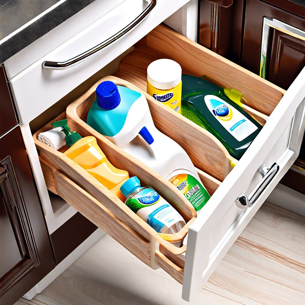 swivel storage trays for easy access to products