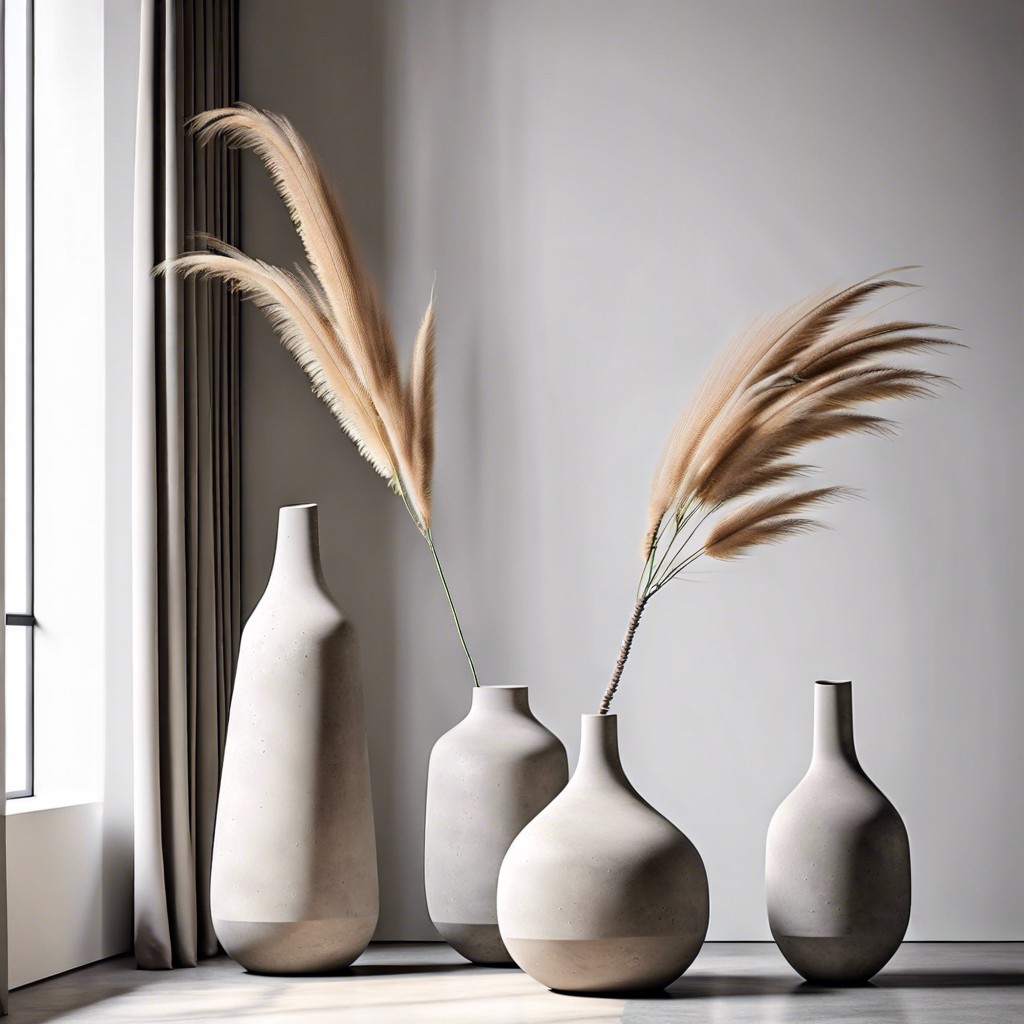 tall fluted concrete vases for decor