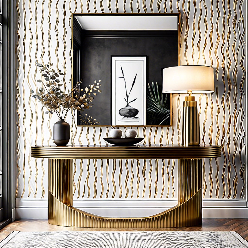 tapered gold fluted console table