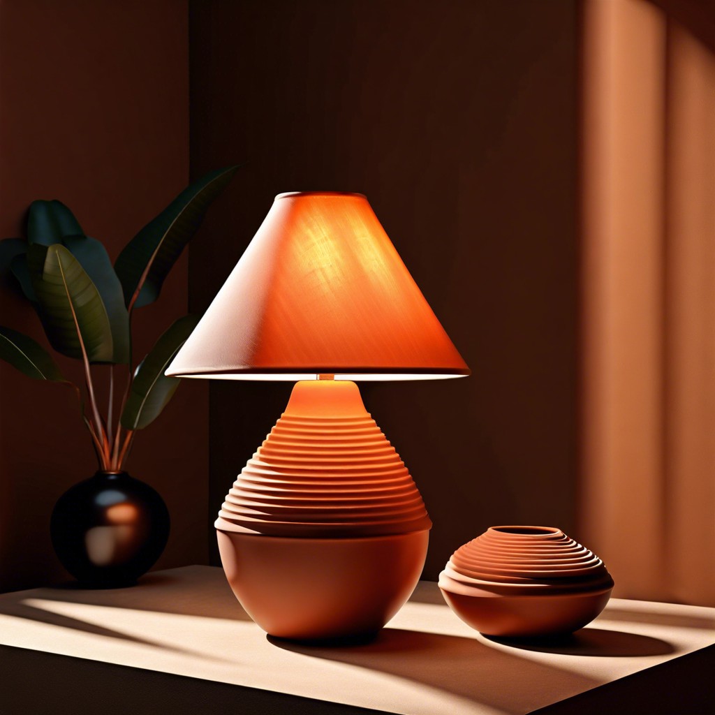 terracotta fluted lamp shades for a warm glow