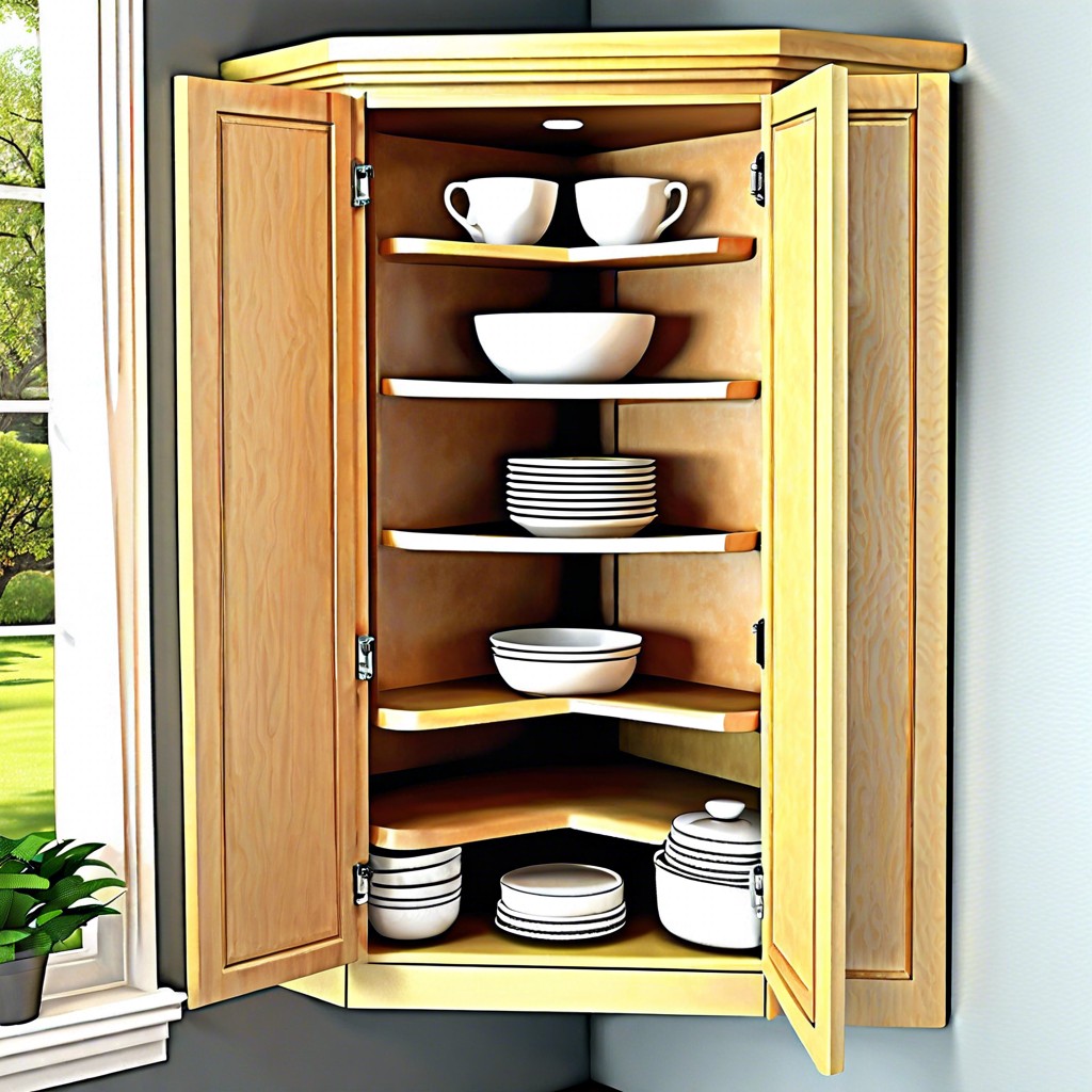 tiered corner cabinet storage