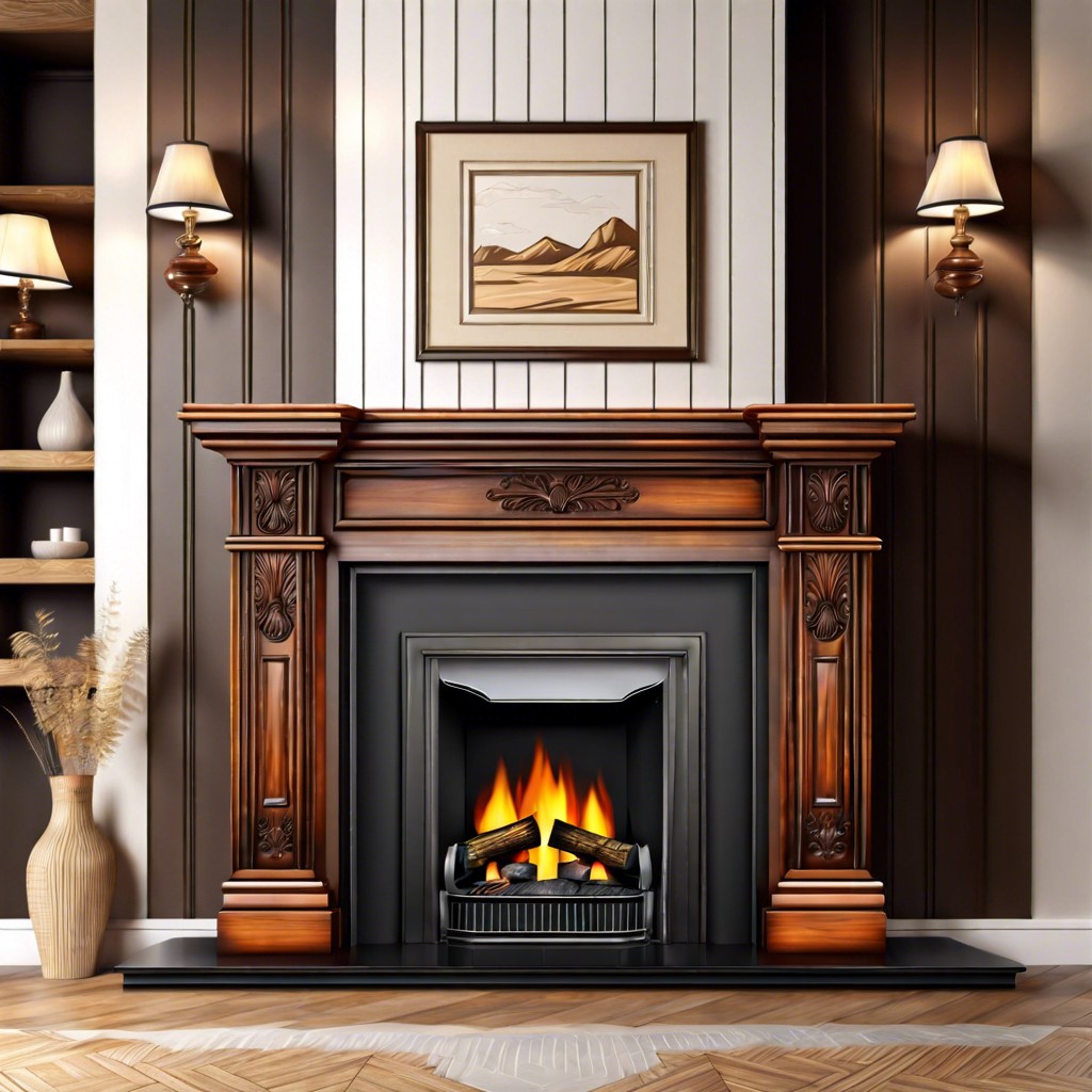 traditional wooden fluted fireplace