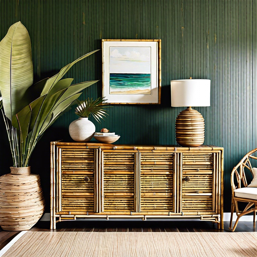 tropical bamboo fluted credenza for coastal homes
