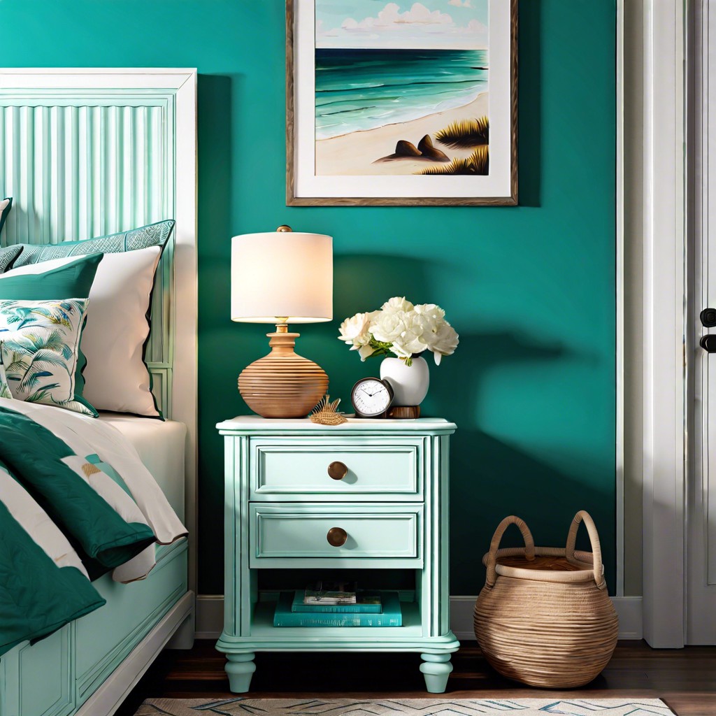 turquoise fluted nightstand for coastal themed rooms