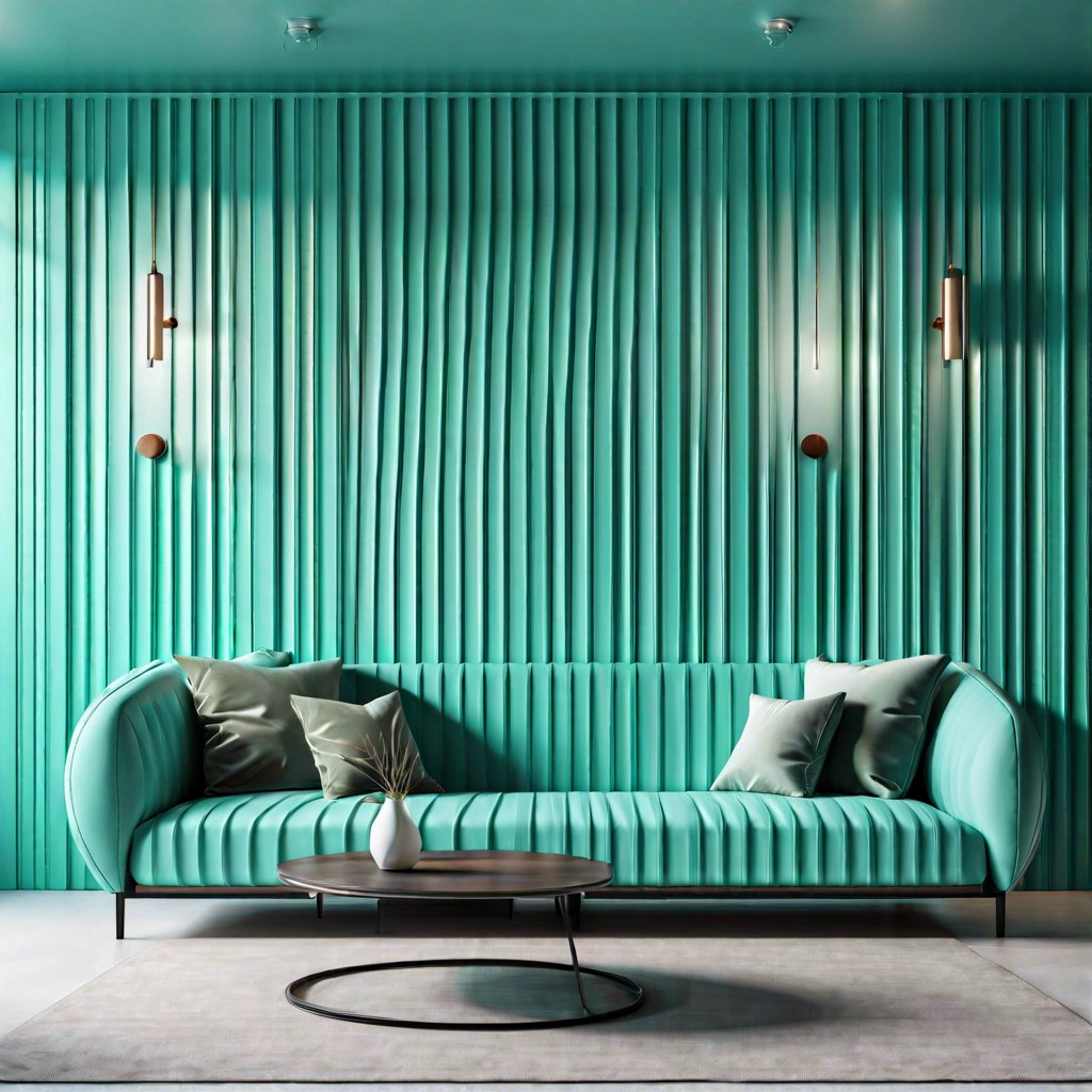 turquoise fluted panels for a subtle touch of color
