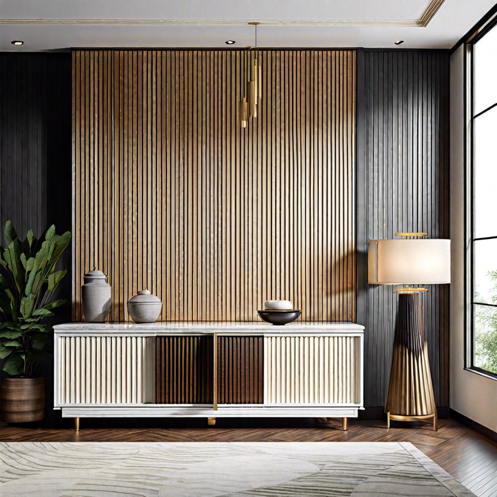 two toned fluted credenza with sliding doors