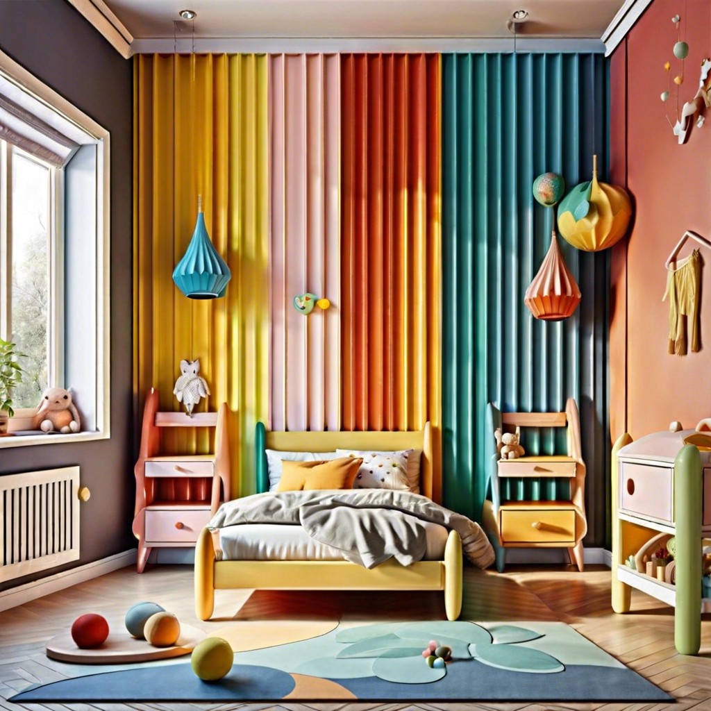 use of colorful fluted panels in childrens rooms