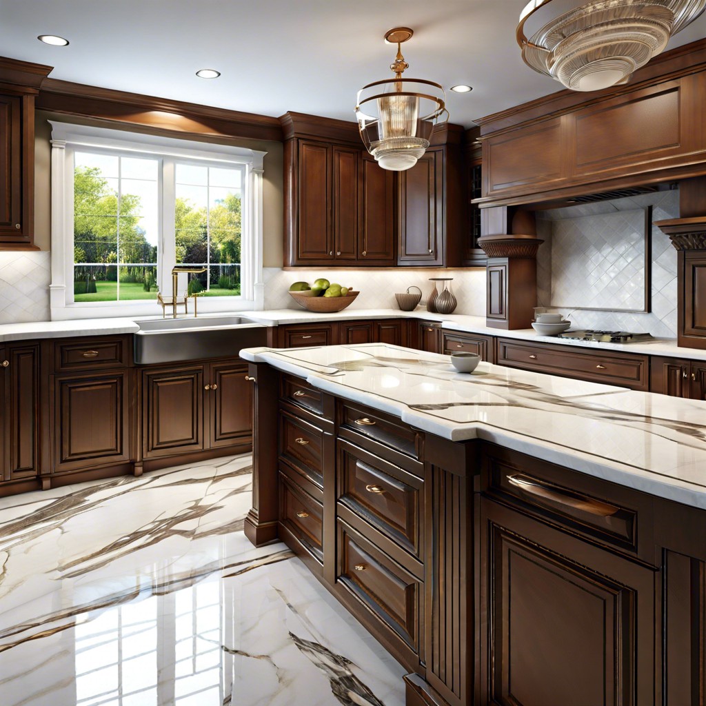 using fluted marble tiles as countertops