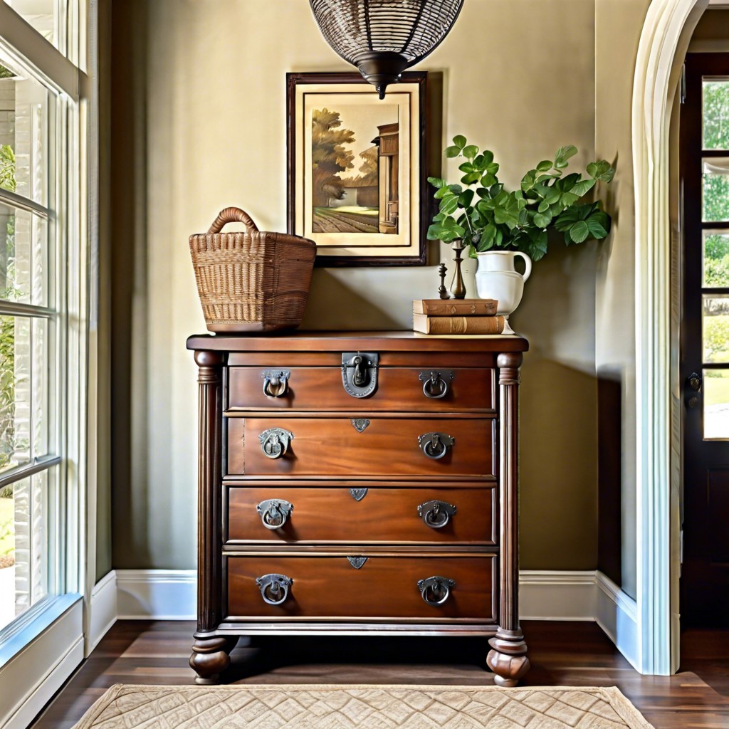 vintage entryway with antique chest
