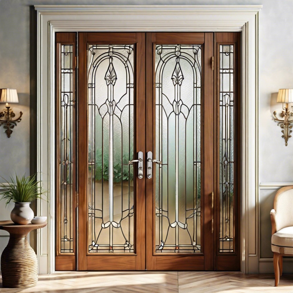 vintage inspired fluted glass french doors