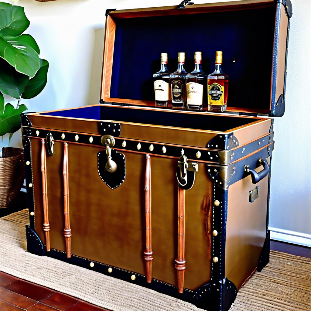 vintage trunk conversion to liquor storage