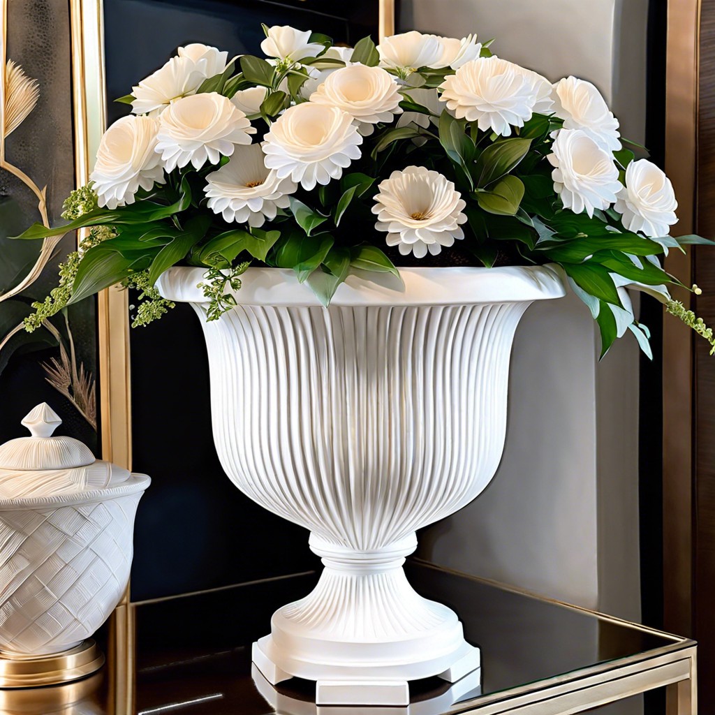 white fluted planter for an elegant monochromatic display
