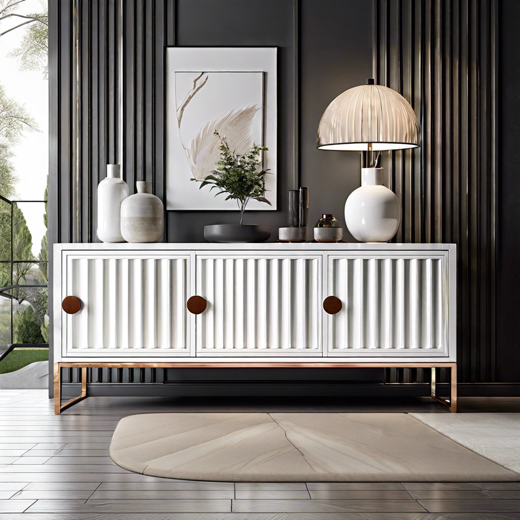 white gloss fluted sideboard