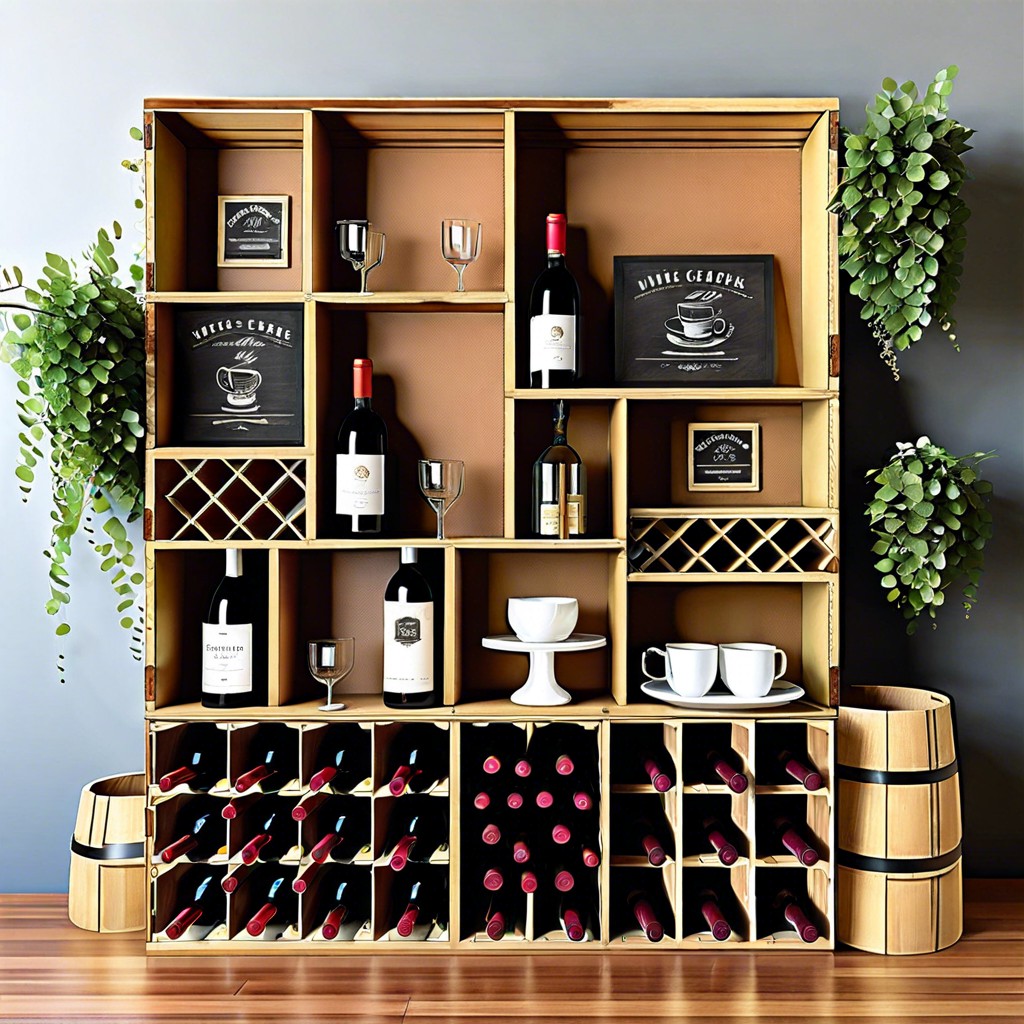 wine crate coffee cubbies