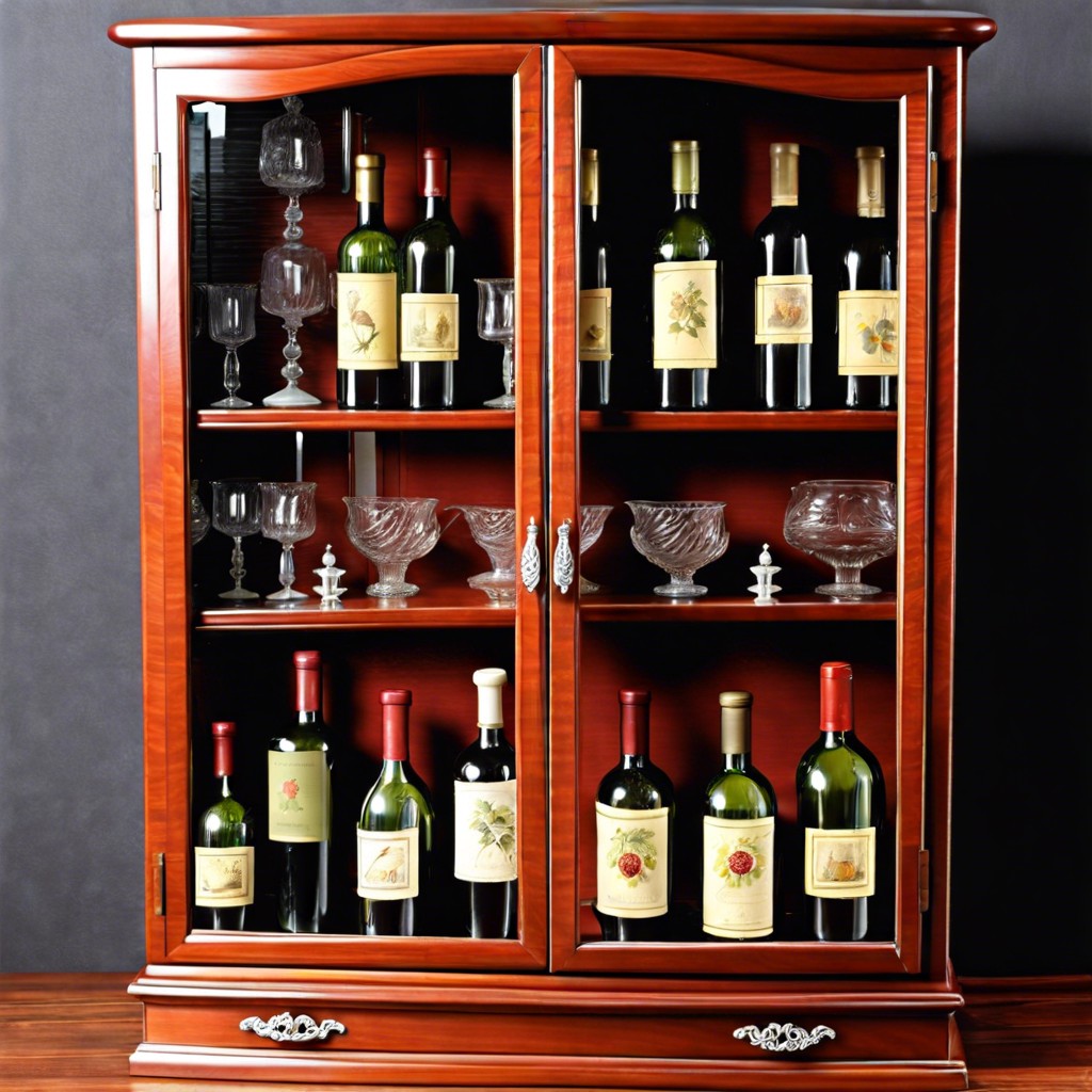 wine enthusiasts delight arrange a collection of vintage wine bottles or decanters