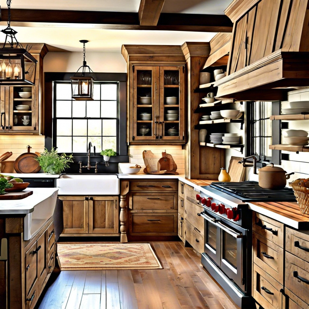 antique hutch repurposed as kitchen cabinetry