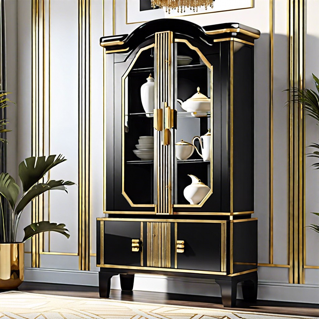 art deco gold accents and geometric patterns