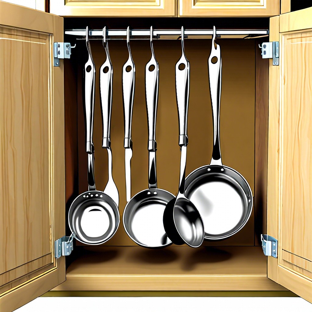 attach under cabinet hanging racks for utensils beneath extensions