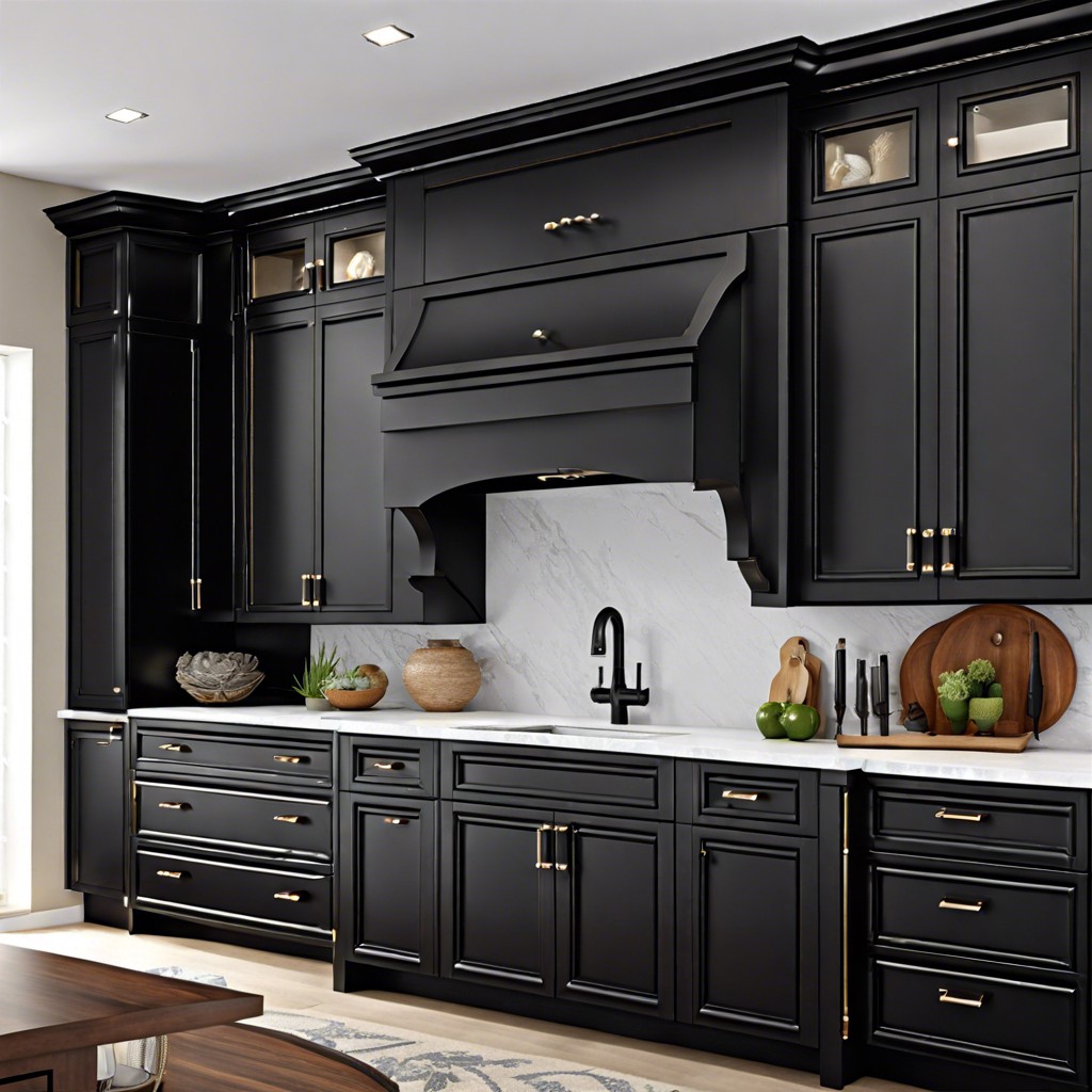 black cabinets with oversized black cup pulls