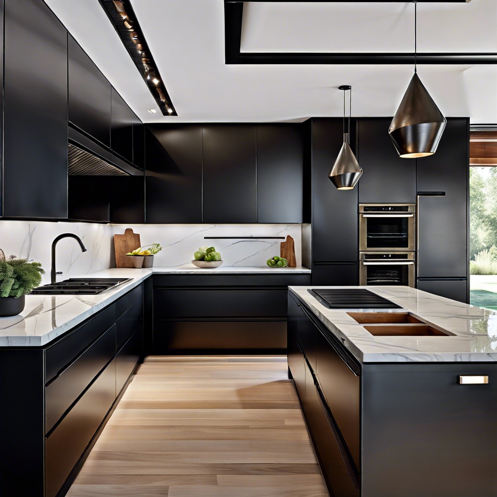 blackened steel cabinets