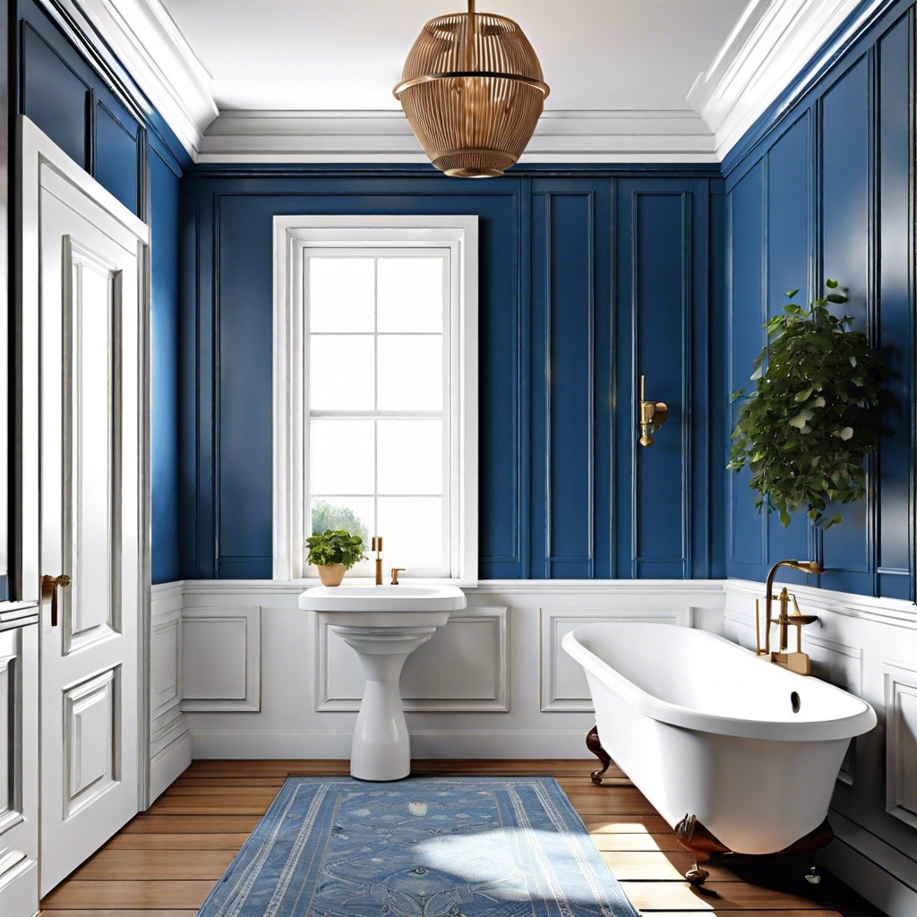 blue wainscoting with white upper walls