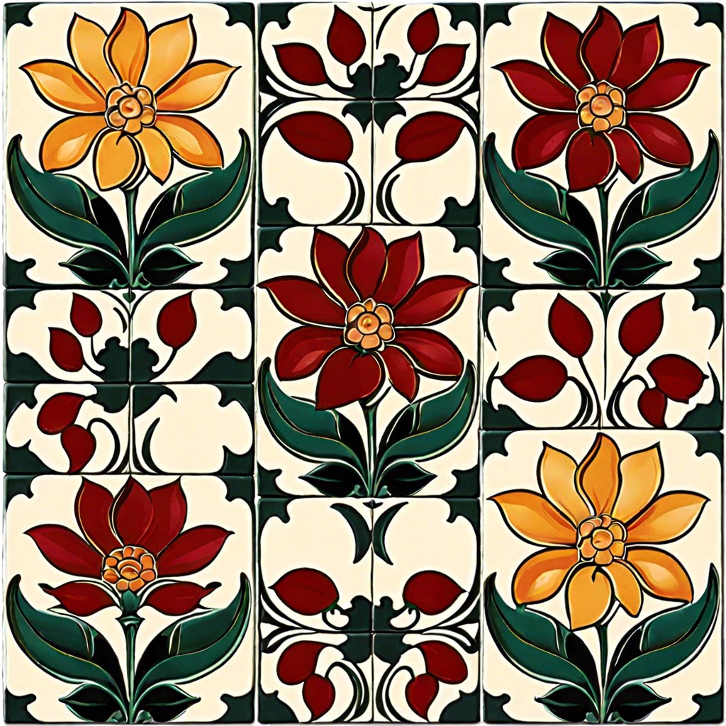 bold floral ceramic tiles