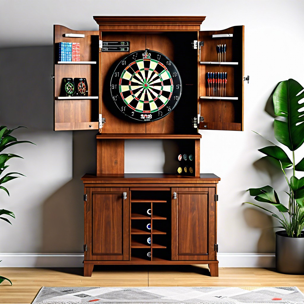 bookshelf dartboard combo