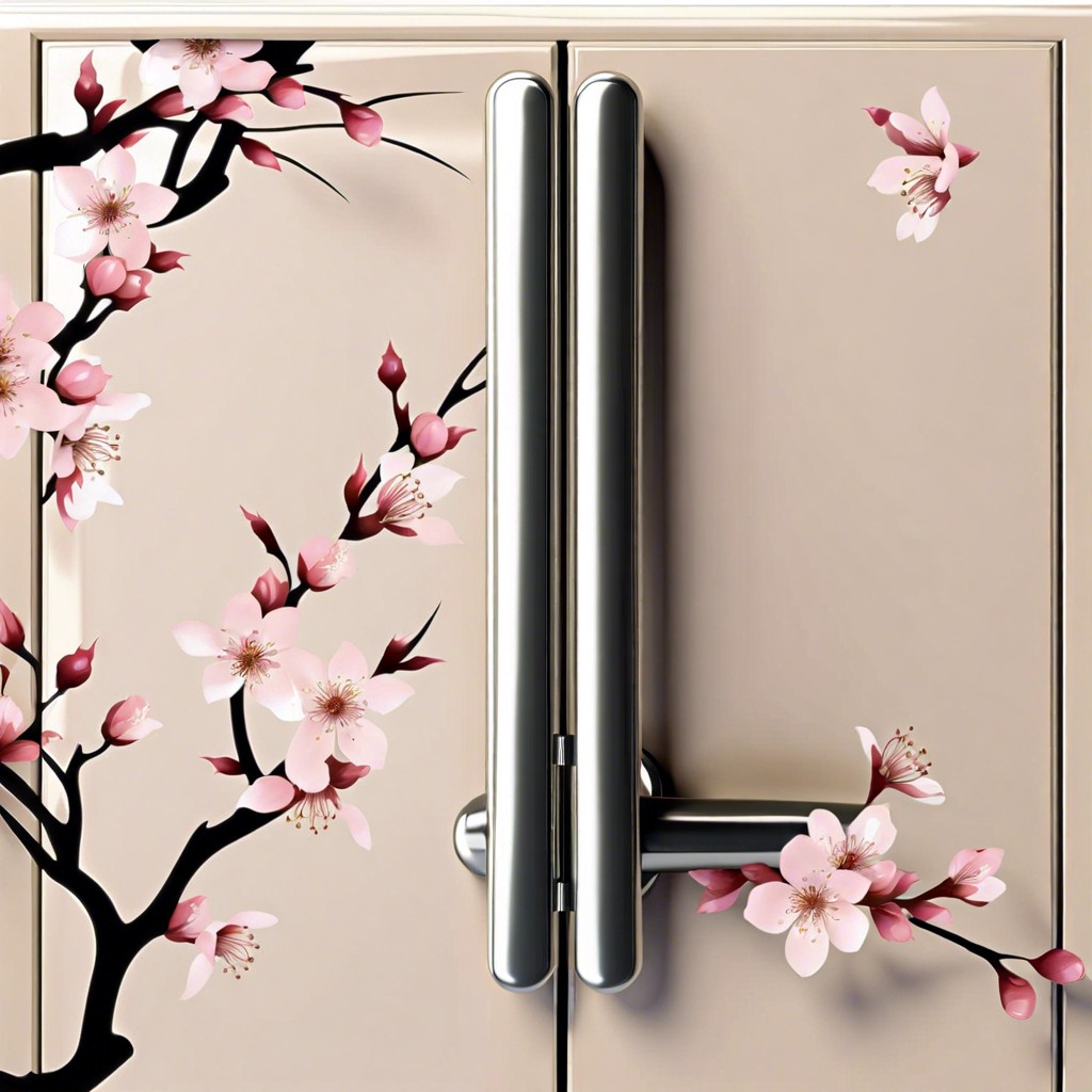 brass handles with cherry blossom engravings