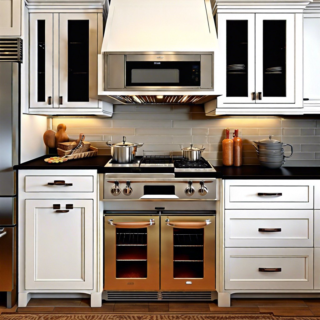 built in double oven cabinet with top slide out spice rack