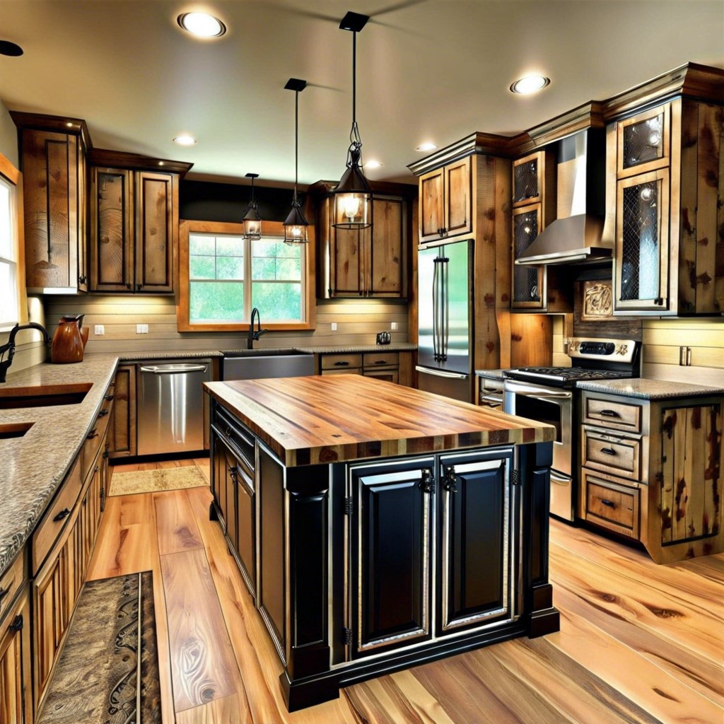 cabinets with tin panel inserts for a classic farmhouse feel