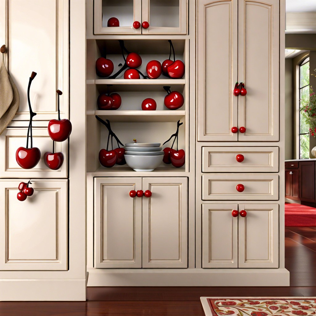 ceramic knobs painted in cherry themes