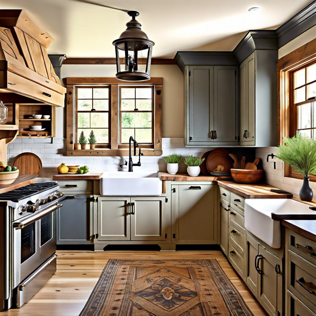 chalk painted cabinets with antique brass fixtures