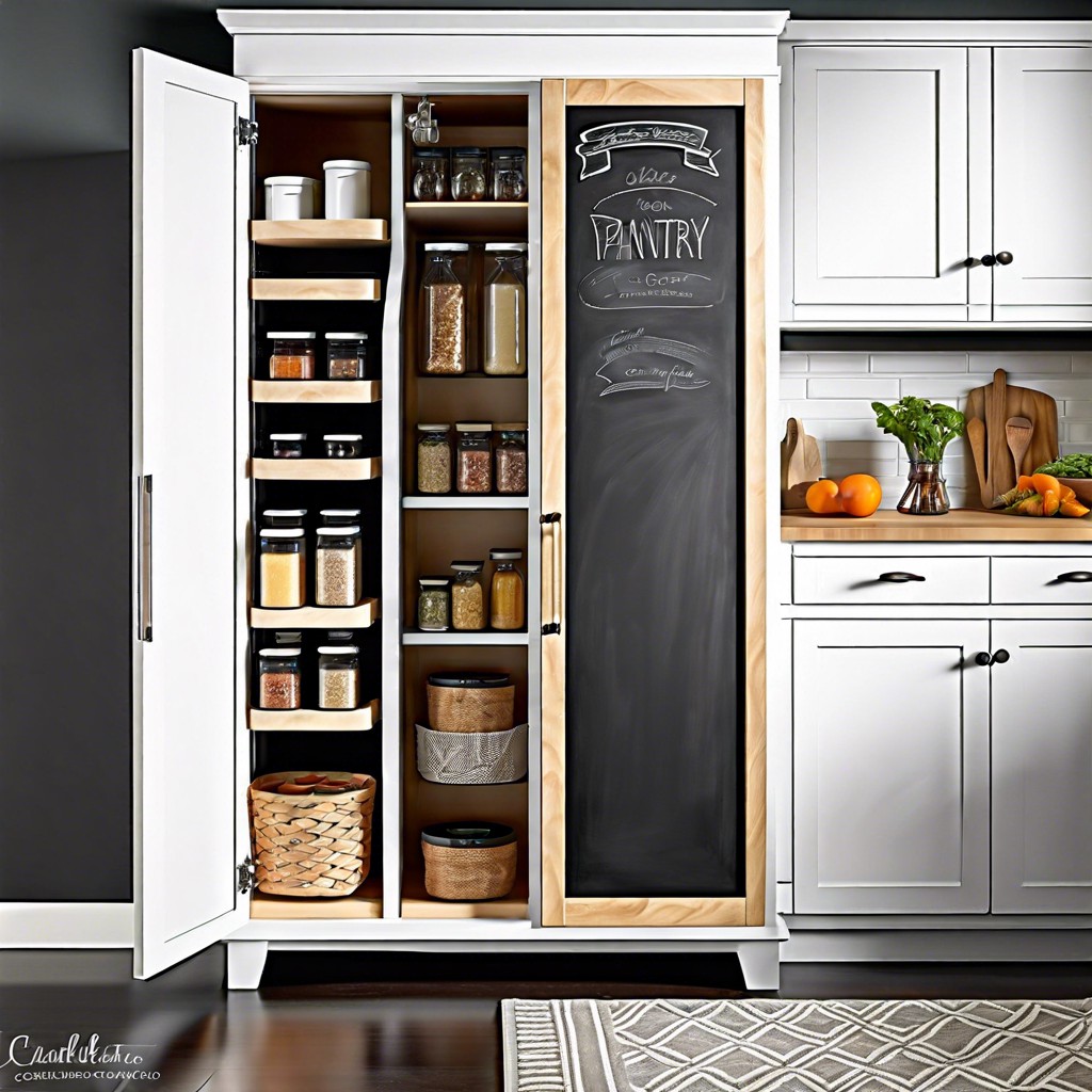 chalkboard cabinet doors for notes and inventory