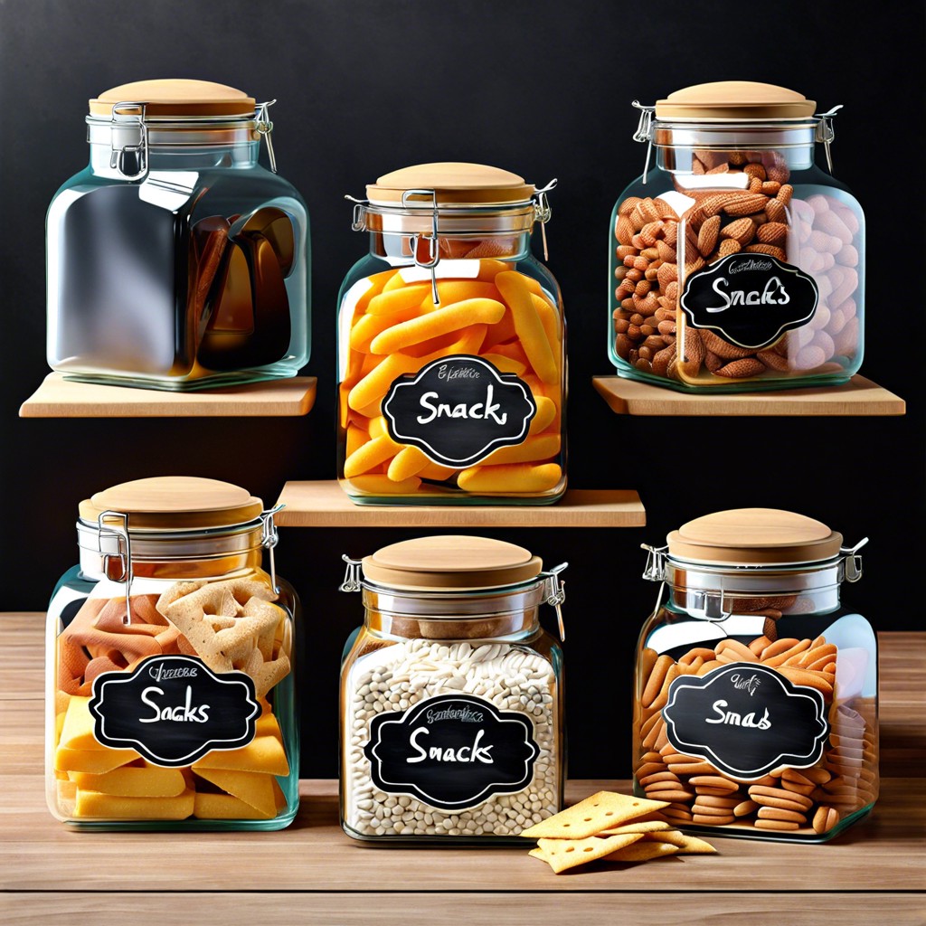 chalkboard labeled glass canisters
